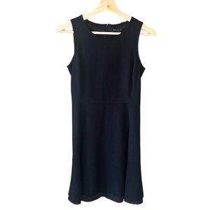 Theory Women's Sz0 Essential Black Wool Blend Fit & Flare Sleeveless Mini Dress
